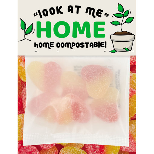 Picture of ECO Sour Peach Hearts  50g BILLBOARD CARD
